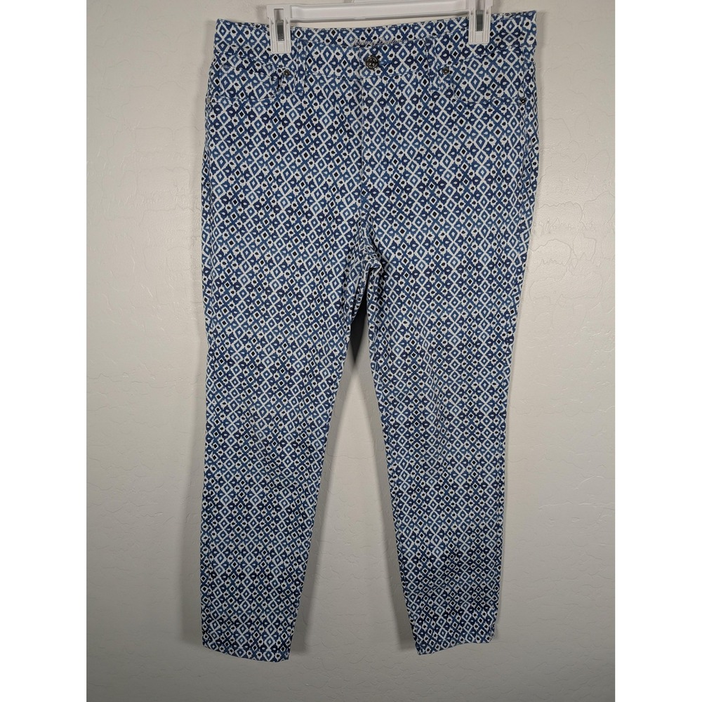Tommy Bahama Pants Womens 12 Blue‎ White Turkish Sea Ella Twill High Rise Ankle